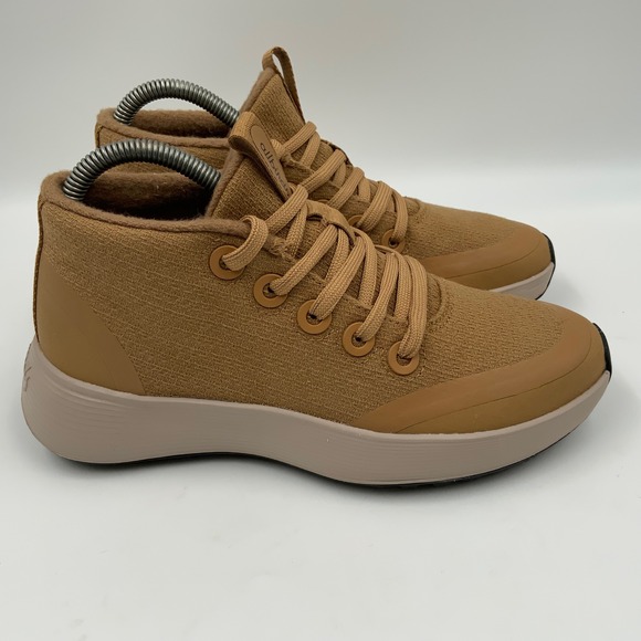 Allbirds Wool Runner-up Mizzle Tan Brown Mid Top Sneakers Womens 6.5 - Picture 4 of 9